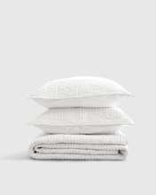 LinenCottonStitch White Quilt Set
