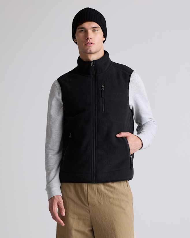 Bold Black Polar Fleece Full-Zip Vest