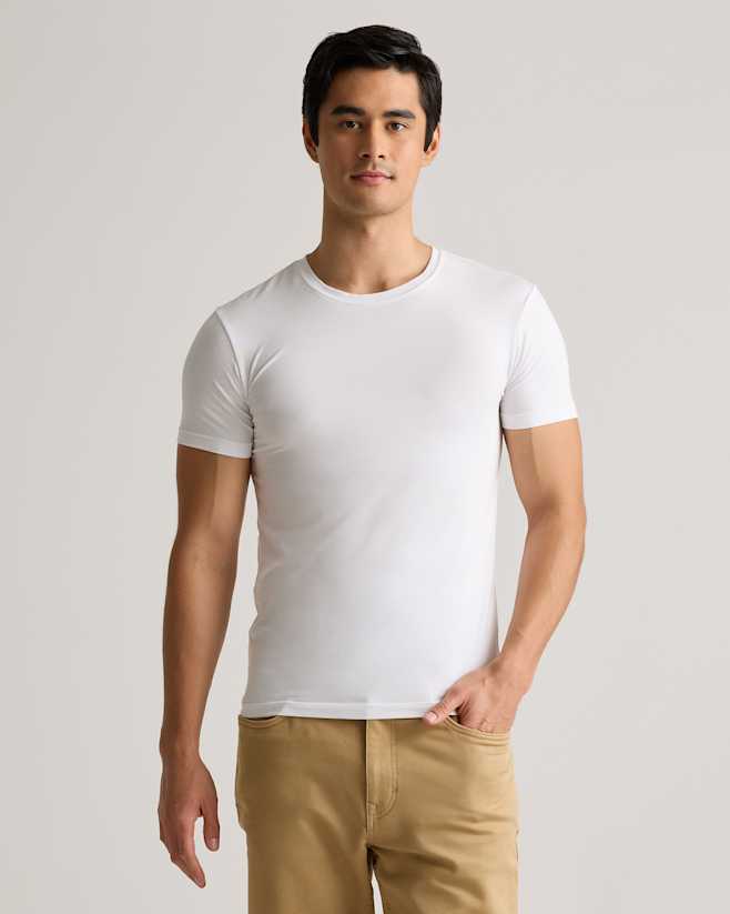 Classic White Soft Stretch Crewneck Undershirt (3-Pack)