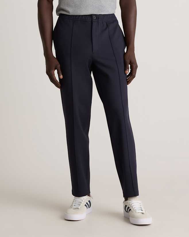Navy Stretch Knit Pintuck Trouser