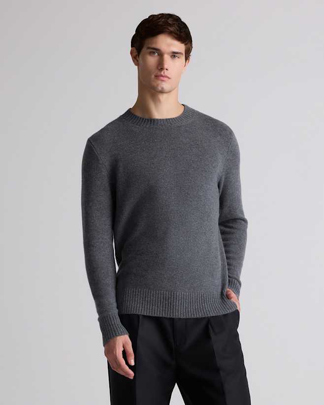 Heather Pewter Luxe Baby Cashmere Crewneck Sweater