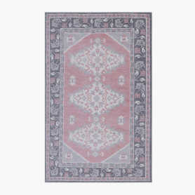 Maya Hand Knotted Wool Rug 5-x8- - Rose Multi 1