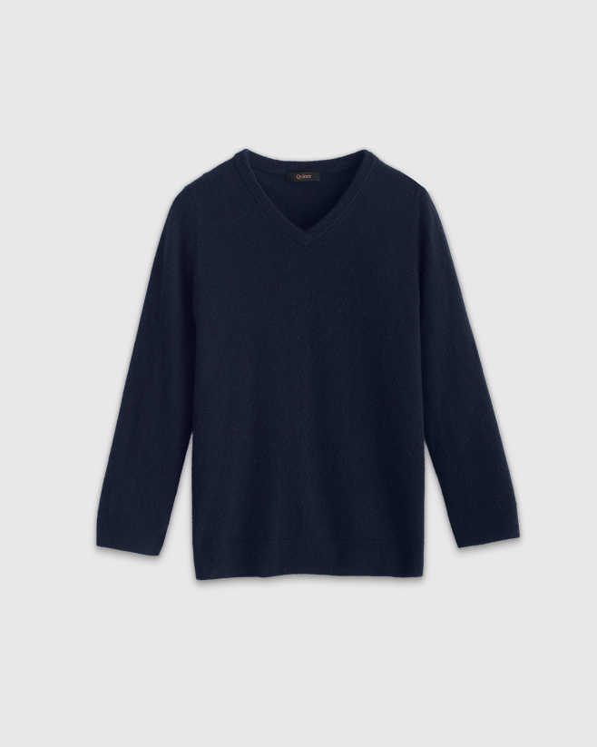 True Navy Washable Cashmere V-Neck Sweater