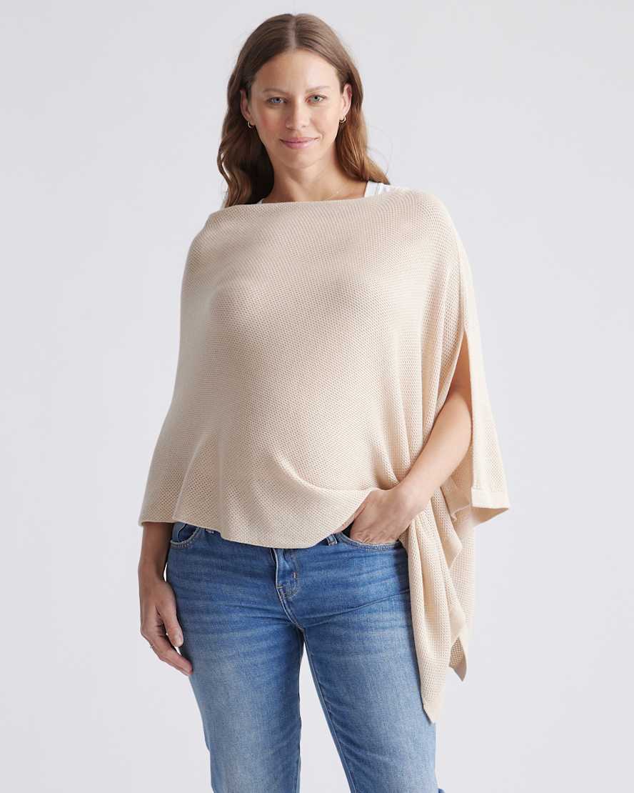 Heather Oatmeal Lightweight Cotton Cashmere Nursing Shawl