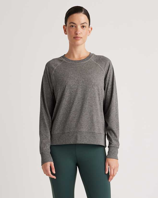 Heather Grey Flowknit Pullover Crew