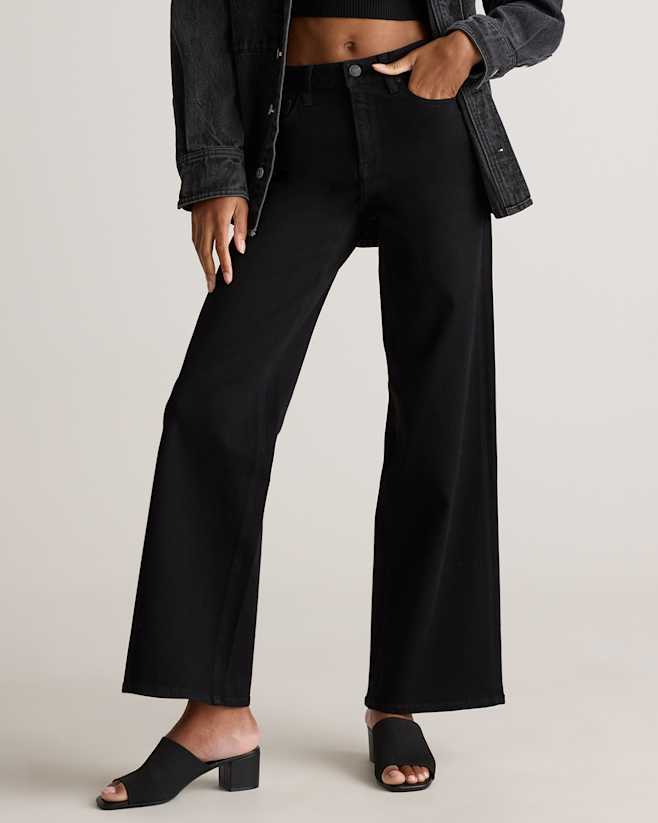 Black Stretch High Rise Wide Leg Jeans